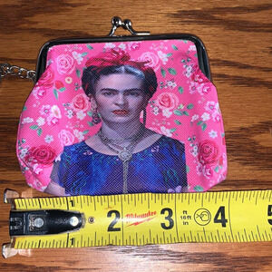 Frida Coin Purse with Keychain Ring Pink